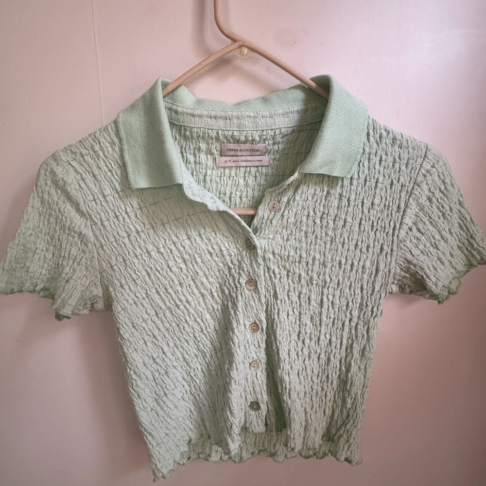 Urban outfitters Light Green Textured Women's crop Top XS